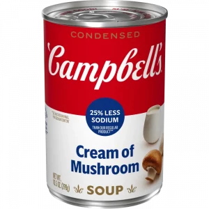 Sopa de crema de hongos (setas o champiñones) con 25 % menos de sodio (25% Less Sodium Cream of Mushroom Soup)