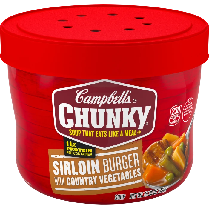 Sopa de hamburguesa de sirloin (solomillo) con vegetales de campo (Sirloin Burger with Country Vegetable Soup)