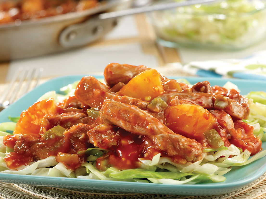 Image of prepared Pineapple-Picante Stir-Fried Pork & Cabbage