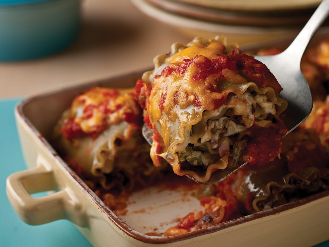 Image of prepared Salsa & Bean Lasagna Rolls