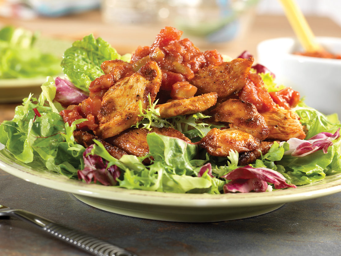 Smaller image of prepared Southwest Salsa Chicken with Fresh Greens recipe