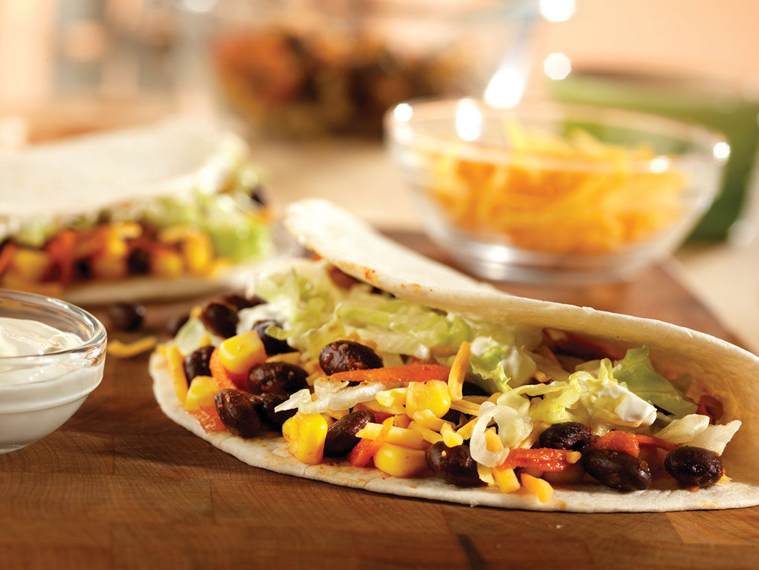 Image of prepared Black Bean and Vegetable Tacos