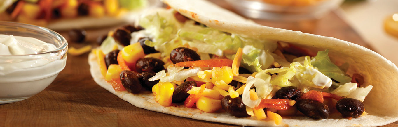 Image of prepared Black Bean and Vegetable Tacos
