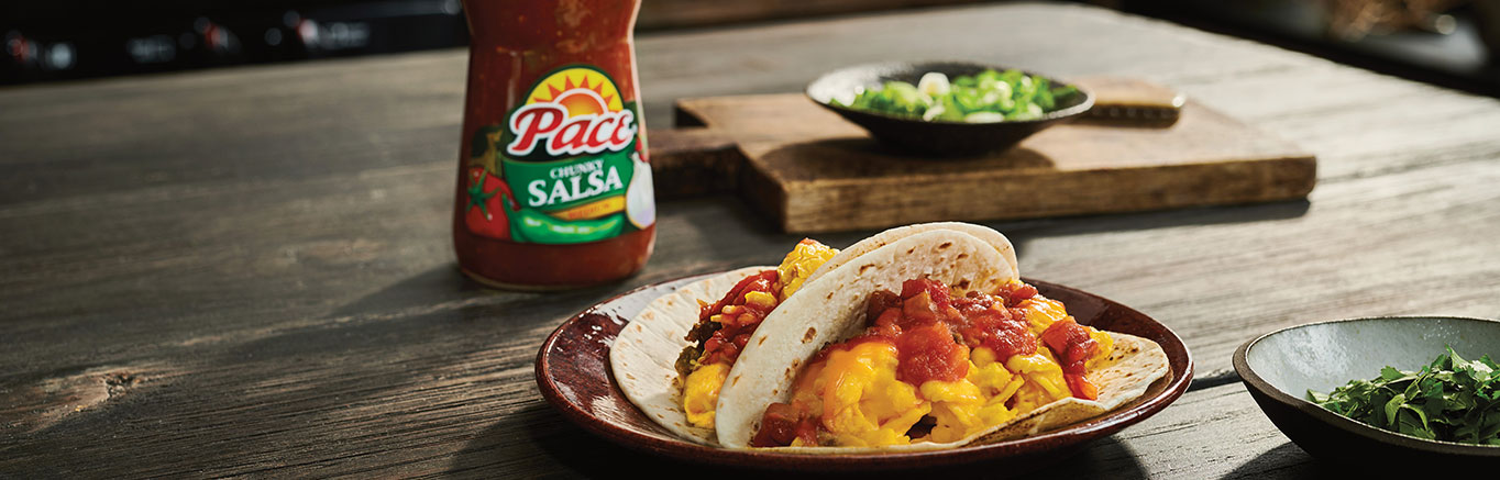 Image of prepared Breakfast Tacos made with Pace® Mild Chunky Salsa