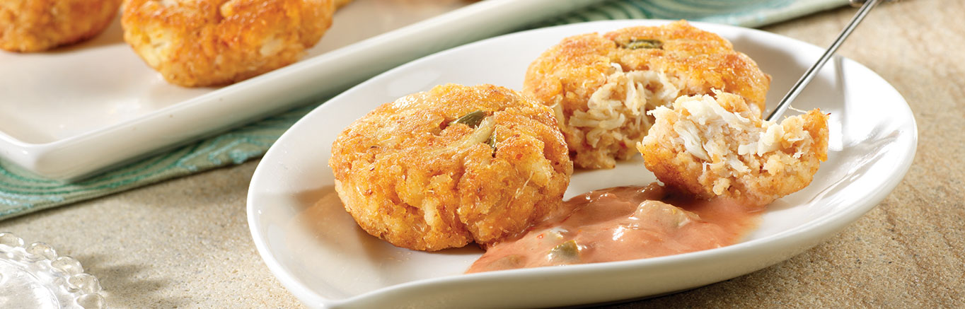 Image of prepared Mini Crab Cakes with Creamy Picante Sauce