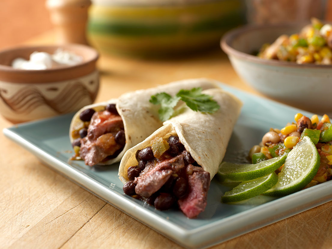 Image of prepared Pan-Grilled Flank Steak Fajitas