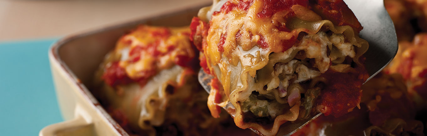 Image of prepared Salsa & Bean Lasagna Rolls