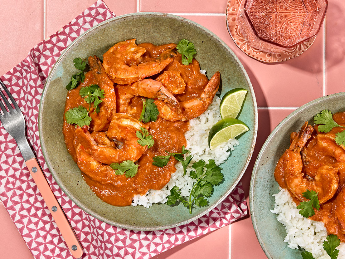 An image of prepared Devilish Shrimp made with onion, chipotles, Pace® Picante Sauce, Pace® Signature Sauces Classic Taco Sauce and shrimp.