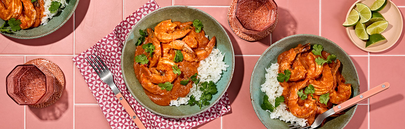 An image of prepared Devilish Shrimp made with onion, chipotles, Pace® Picante Sauce, Pace® Signature Sauces Classic Taco Sauce and shrimp.