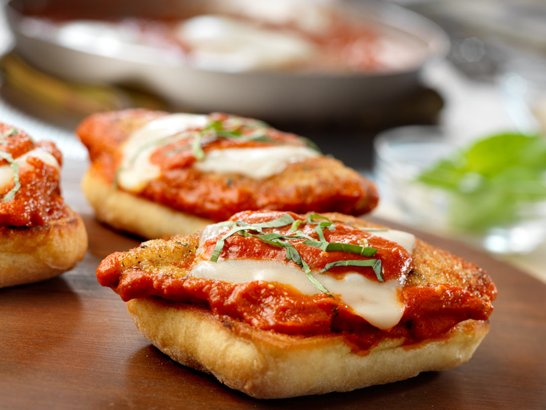 Smaller image of prepared Open Faced Chicken Parmesan Sandwiches with Creamy Vodka Sauce recipe