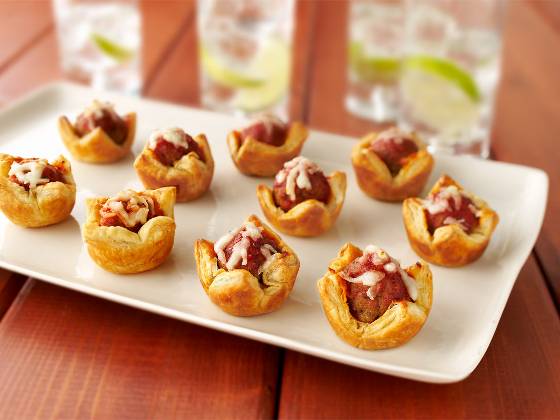 Smaller image of prepared Puff Pastry Meatball Marinara Tartlets recipe