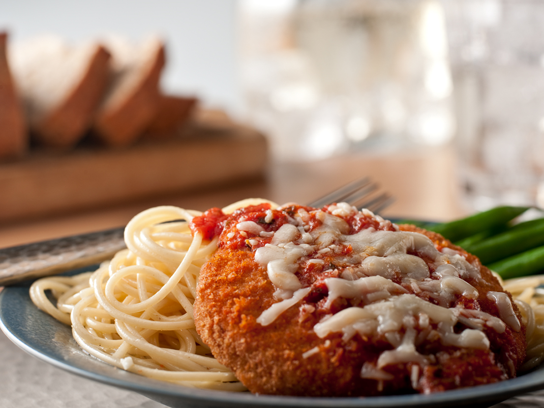 Open Faced Chicken Parmesan Sandwiches with Creamy Vodka Sauce Prego