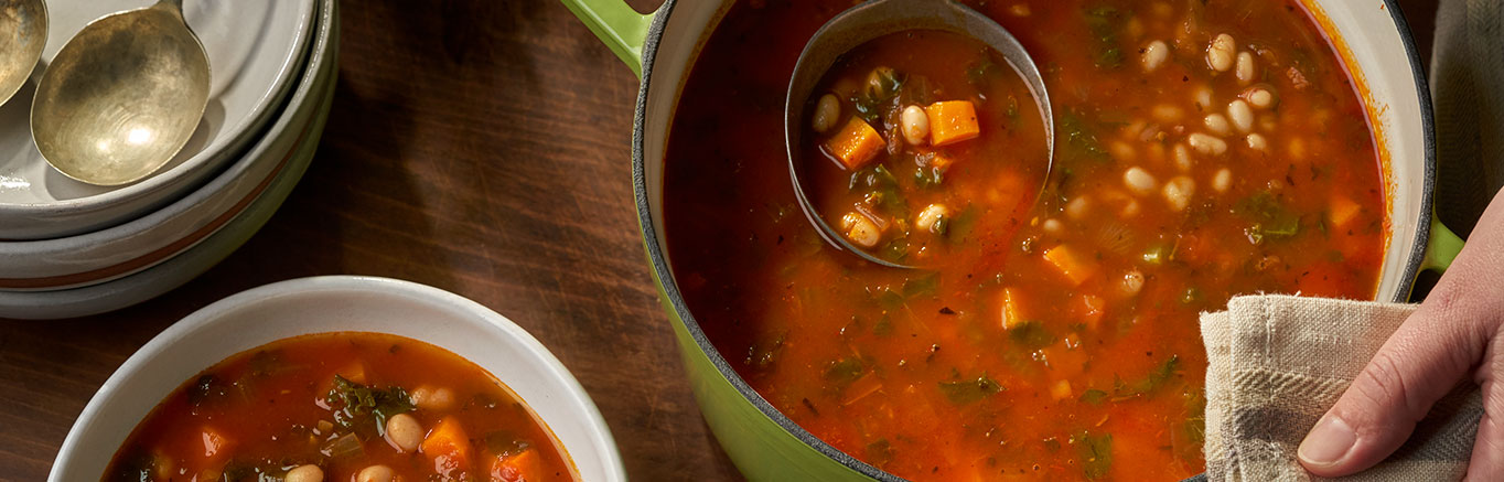 Image of prepared Kale, Tomato & Vegetable Soup recipe