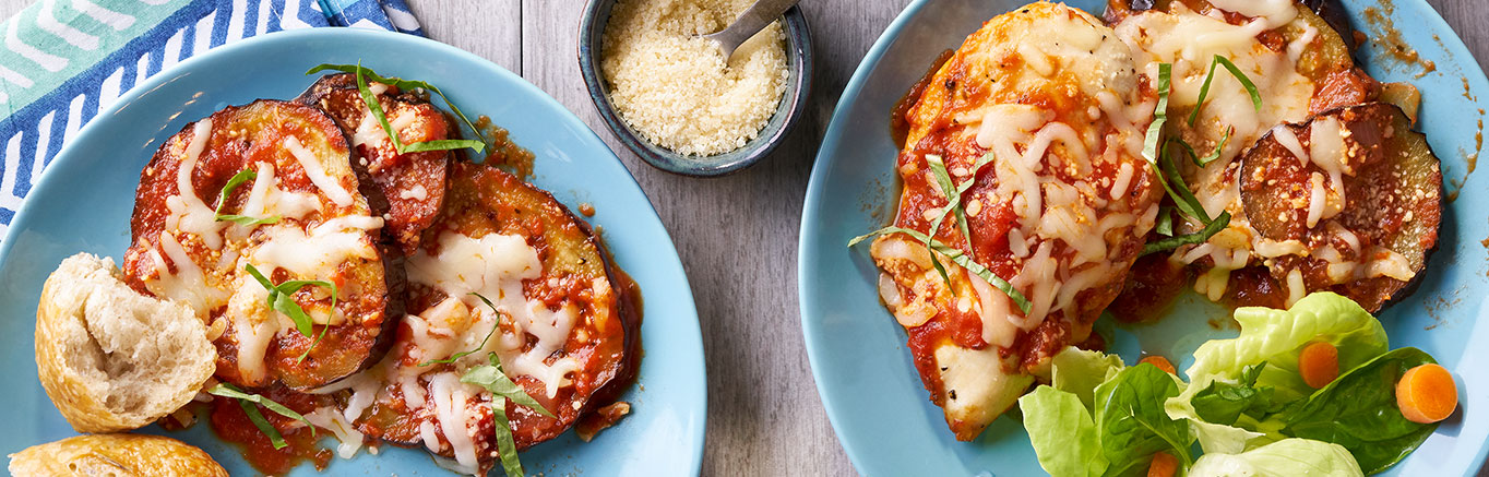 Image of prepared Sheet Pan Eggplant and Chicken Parmesan recipe