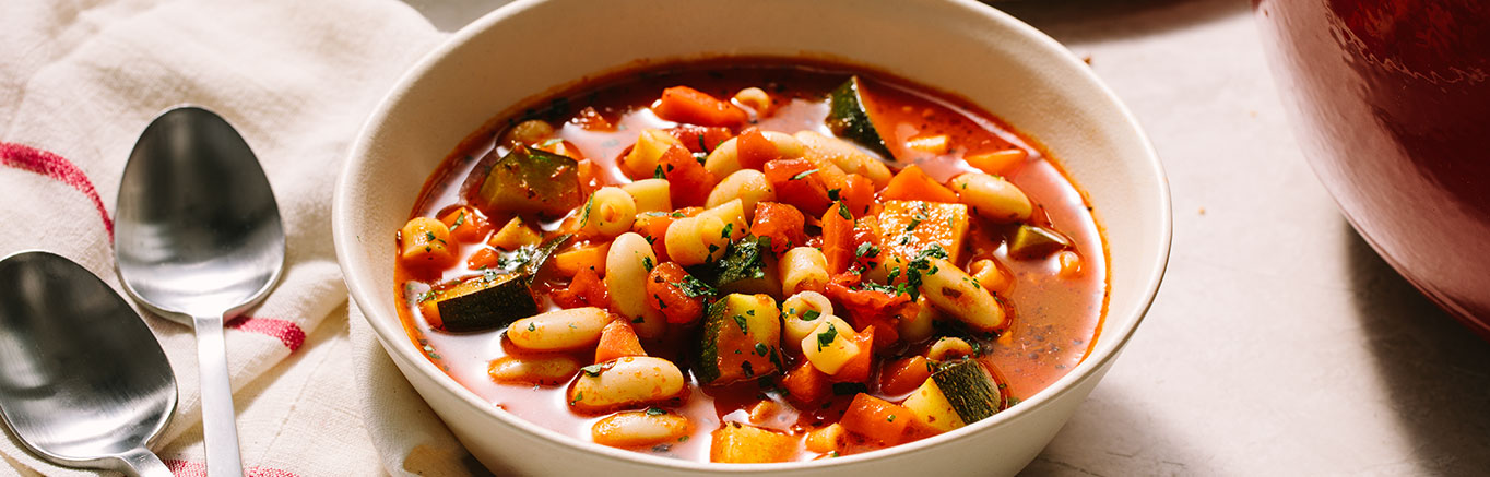 Minestrone Soup with Zucchini Ditalini Pasta