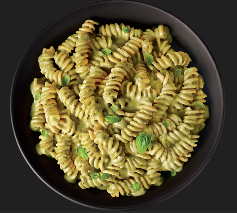 Image of prepared pasta made with Prego® Creamy Basil Pesto.