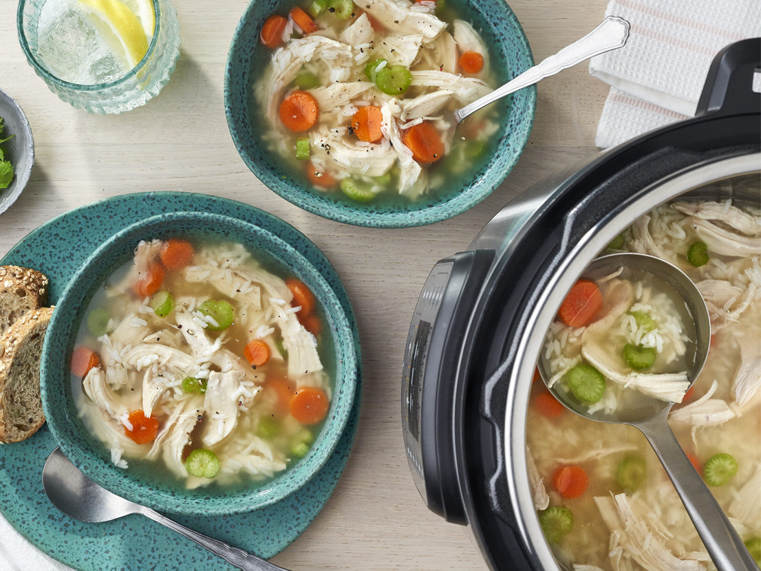 Smaller image of prepared Instant Pot Chicken Rice Soup recipe