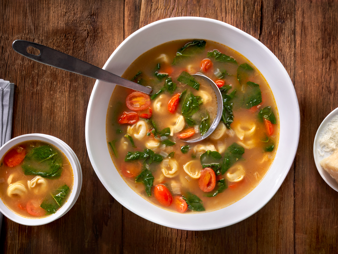 Tortellini en Brodo with Tomatoes & Spinach | Swanson® Recipes