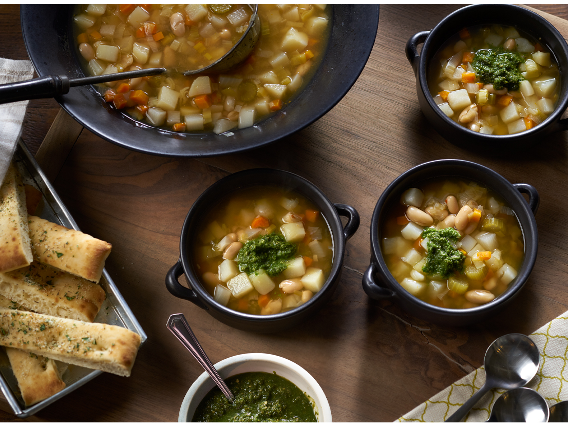 Vegetable Bean Soup with Fresh Pesto | Swanson® Recipes