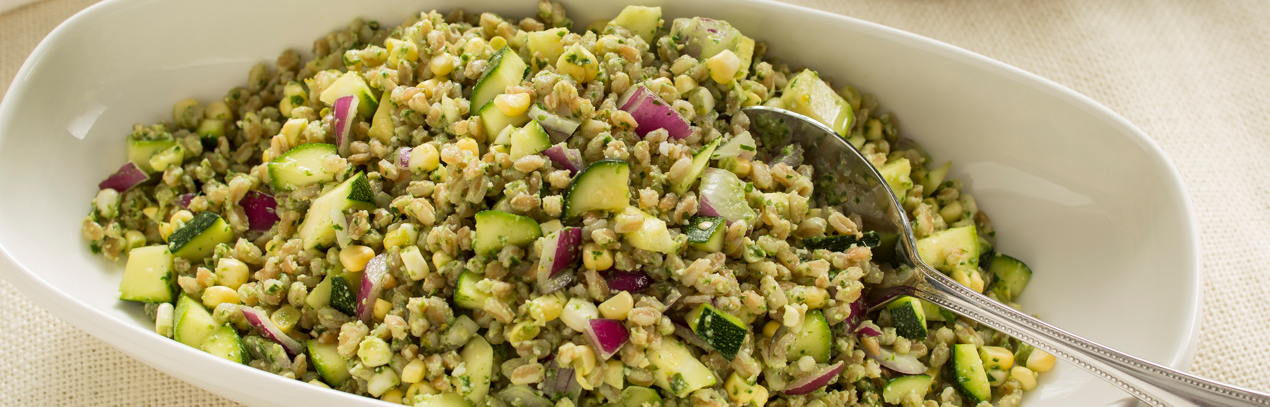 Zucchini Farro Salad with Homemade Pesto Swanson