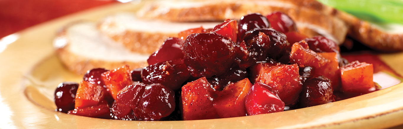An image of prepared Orange Cranberry Sauce made with Swanson® Chicken Broth, brown sugar, cinnamon, cranberries and orange.