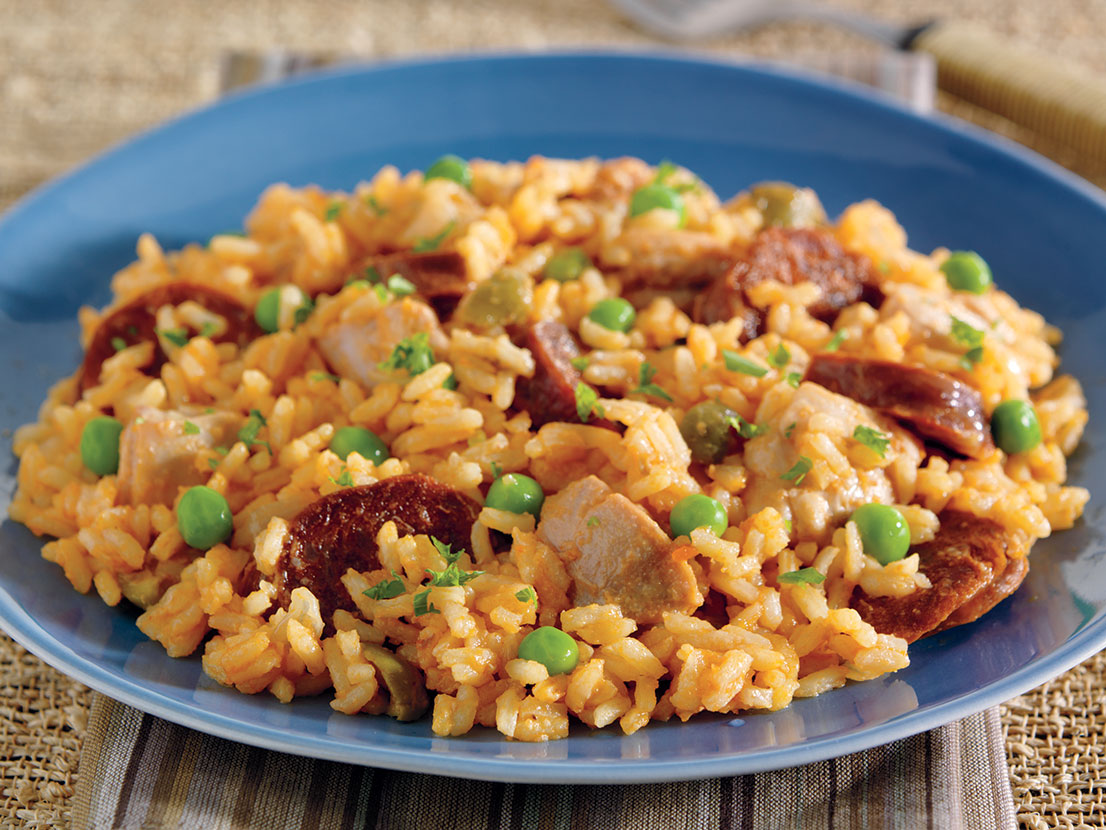 Slow-Cooked Chicken & Sausage Paella | Swanson® Recipes