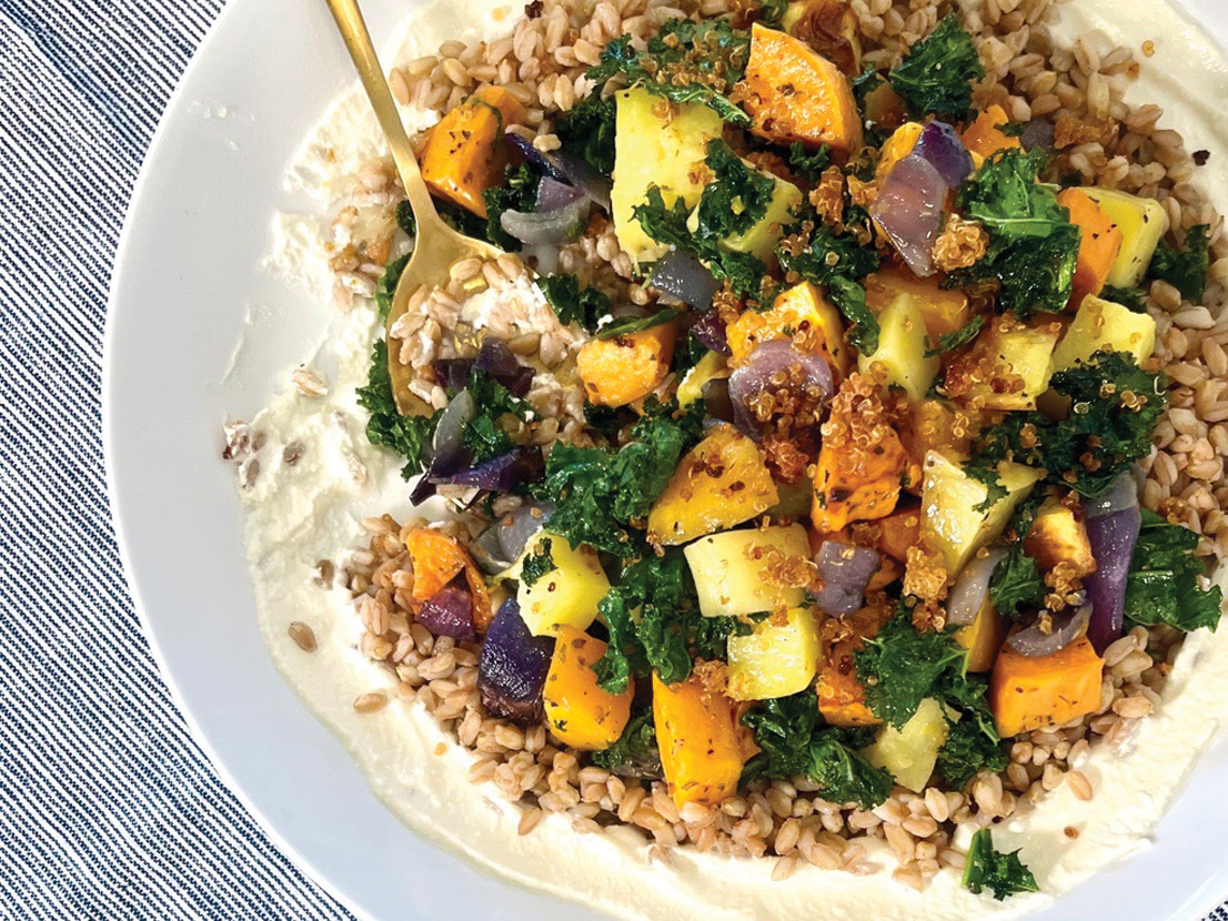 Baked Veggie & Farro Salad with Feta | Swanson® Recipes