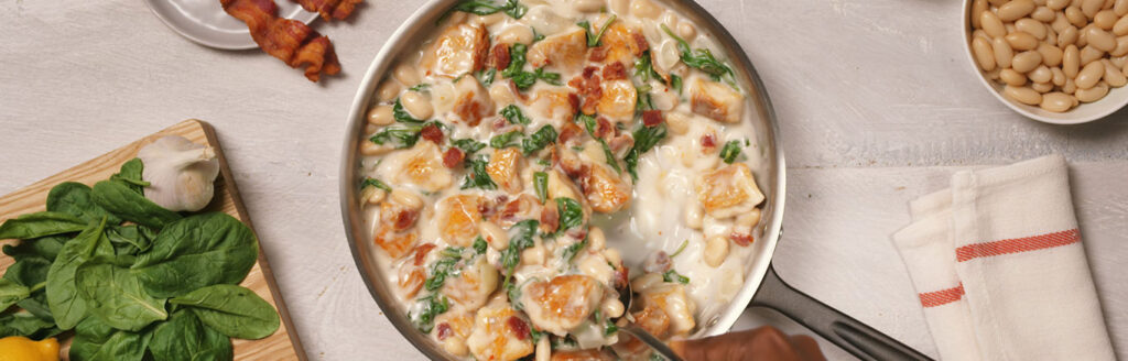 Italian Chicken Skillet with Spinach and Bacon | Campbell’s® Recipes