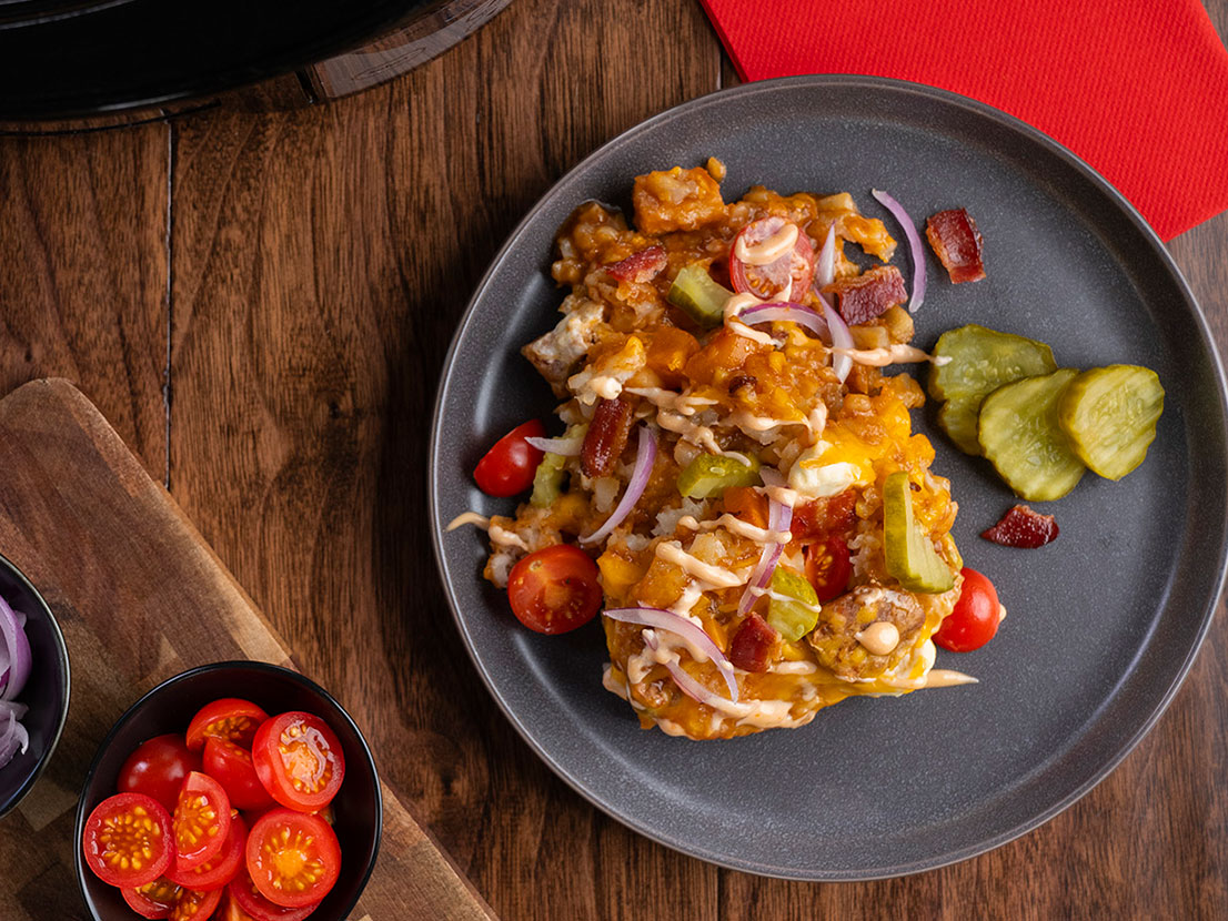 Spicy Slow Cooker Cheeseburger Casserole | Campbell's® Recipes