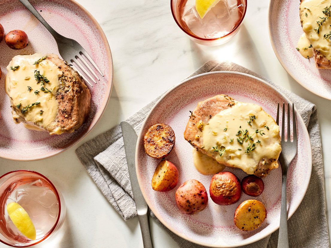 Lemon & Herb Pork Chop & Potato Bake | Campbell's® Recipes