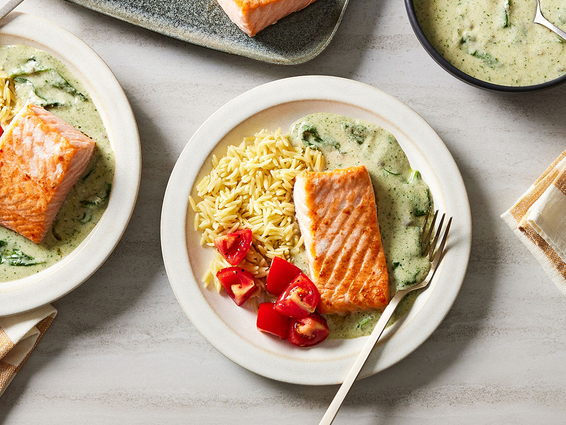 Mediterranean Salmon Over Orzo | Campbell's® Recipes