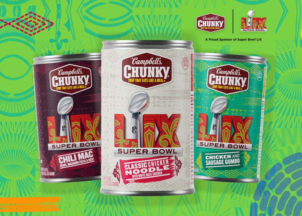 Image of Chunky Super Bowl themed cans 